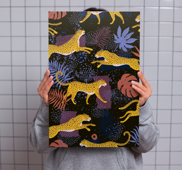 강아지와 함께 찍은 사진 뛰는 노란 강아지 - TenStickers