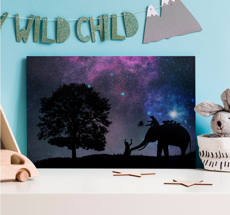 코끼리가 있는 그림 아기 코끼리와의 상호작용 - TenStickers