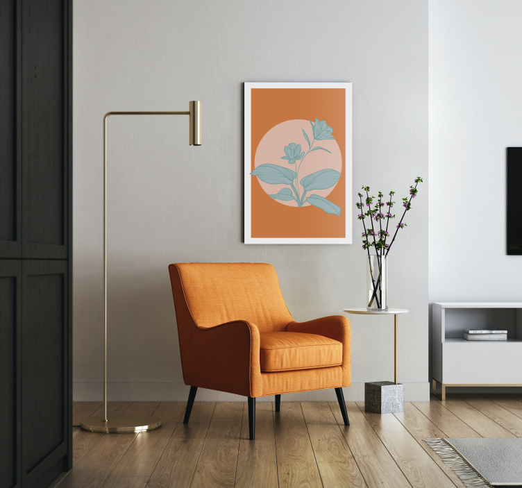 꽃과 식물이 있는 그림 오렌지 스타일 일러스트레이션 - TenStickers