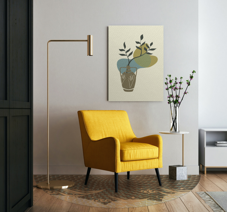 꽃과 식물이 있는 그림 - 잎사귀가 있는 꽃병 - TenStickers