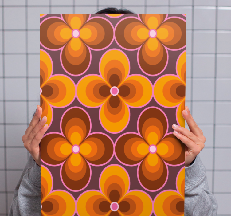 꽃 복고풍 그루비 패턴 복고풍 캔버스 - TenStickers