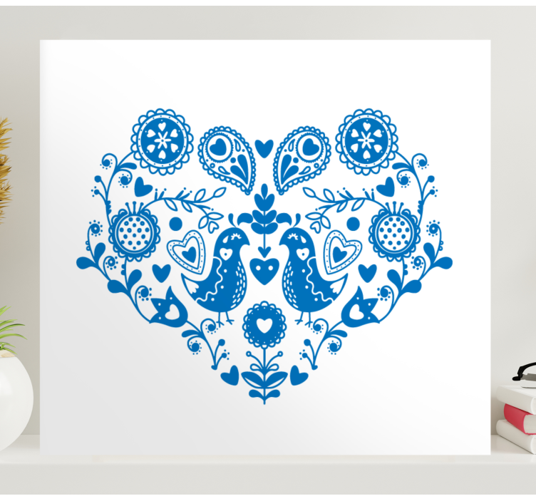 하트 모양 꽃 캔버스 - TenStickers