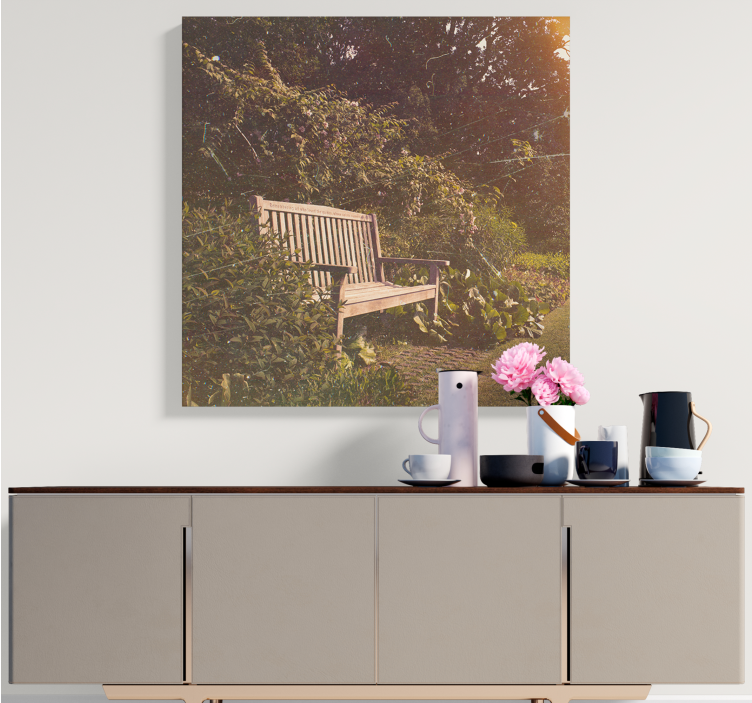 풍경화 고요한 정원 벤치 - TenStickers