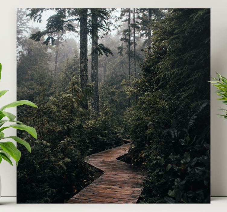 풍경화 고요한 숲길 - TenStickers