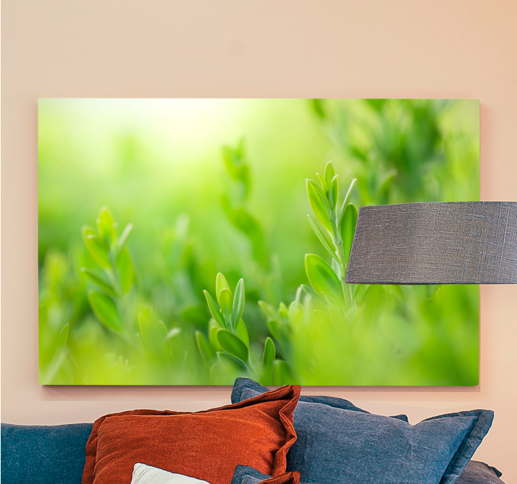 연한 녹색 봄 잎 풍경 캔버스 - TenStickers