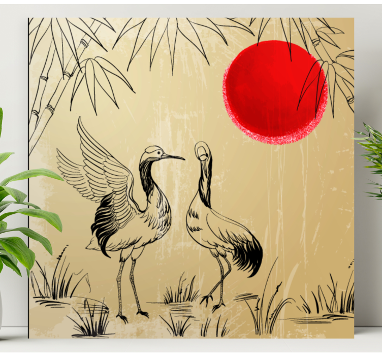 만다라 스타일 페인팅 학이와 태양 - TenStickers