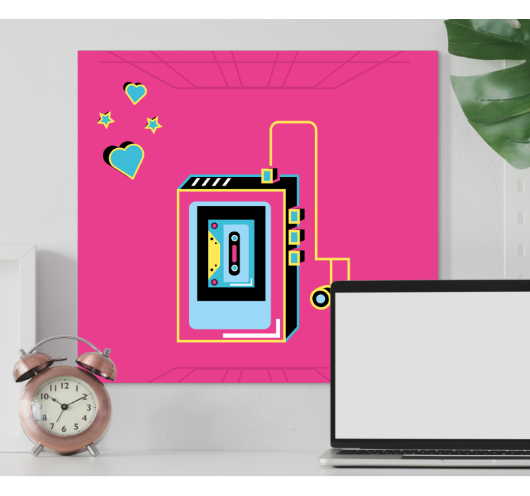 음악 스타일 차트 레트로 카세트 사랑 - TenStickers