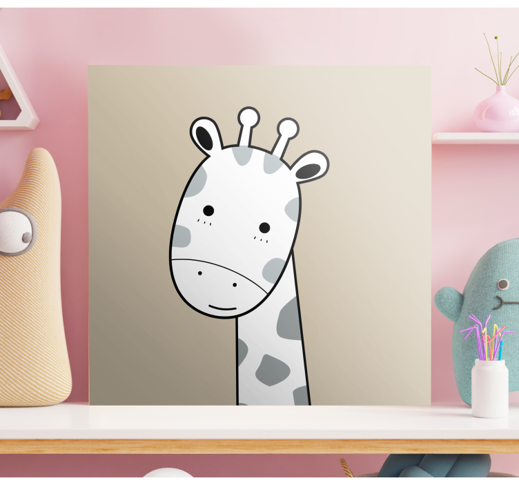 북유럽 베이지 기린 동물 캔버스 인쇄 - TenStickers