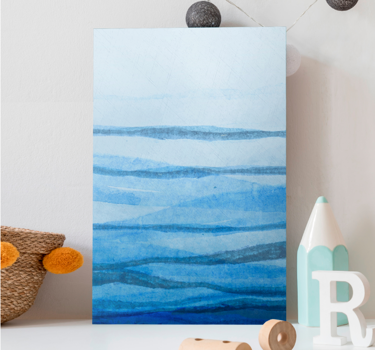 선염 효과 stipes 블루 음영 현대 캔버스 - TenStickers