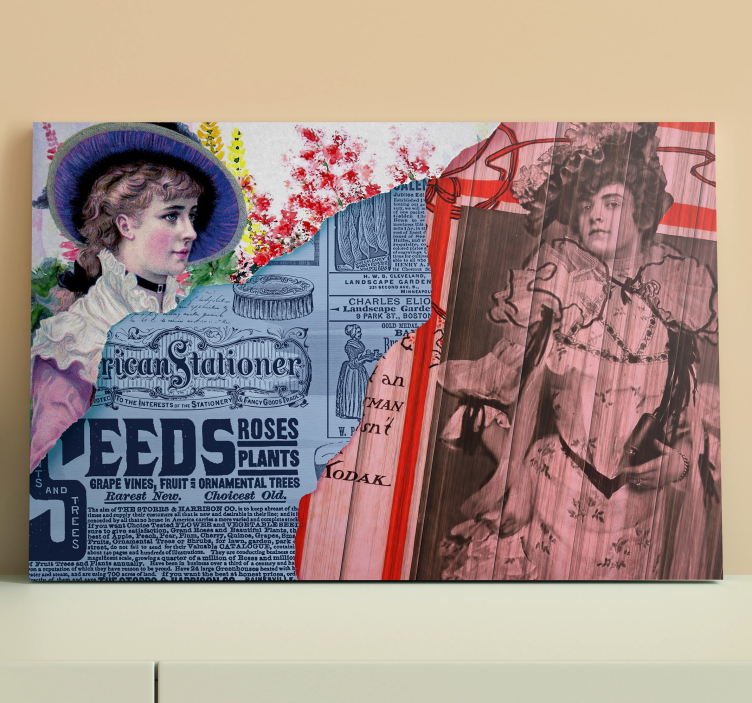 레트로 콜라주 캔버스 아트 인쇄 - TenStickers