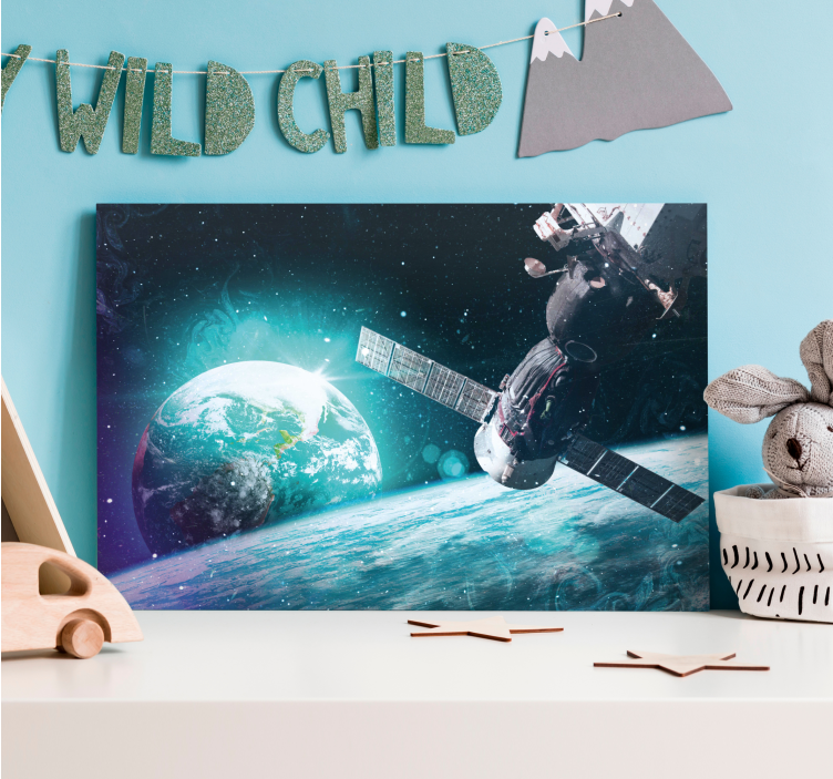 우주 정거장과 행성 지구 현대 캔버스 - TenStickers