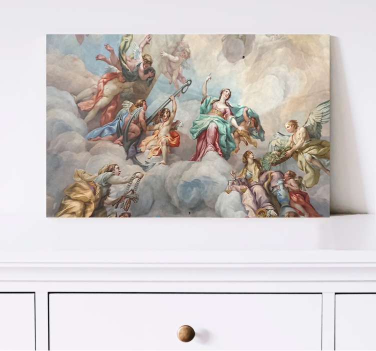 서로 포옹하는 두 천사 캔버스 아트 프린트 - TenStickers