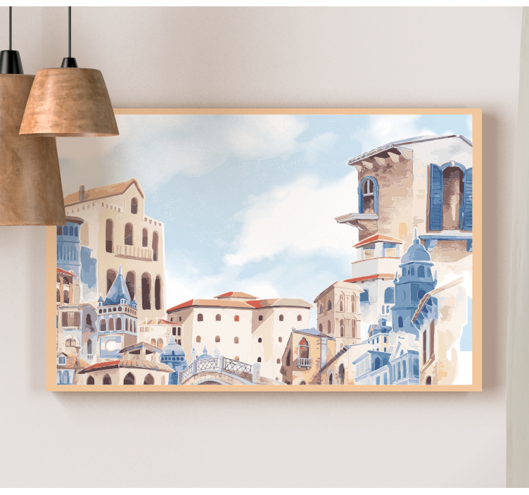 수채화 도시 그리기 보육 캔버스 - TenStickers