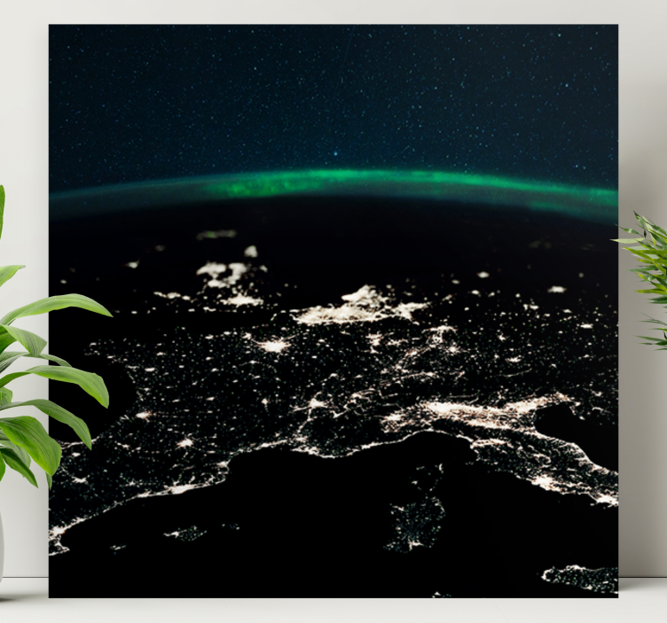 세계 지도 페인팅 공중 야경 보기 - TenStickers