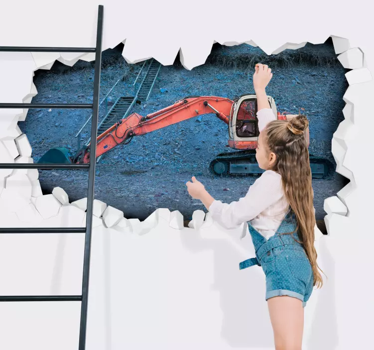 시각 효과 벽 스티커 굴착기 건설 - TenStickers