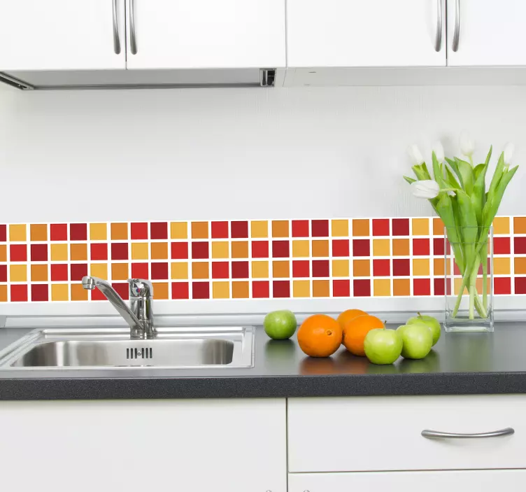 따뜻한 색상 욕실 타일 스티커 - TenStickers