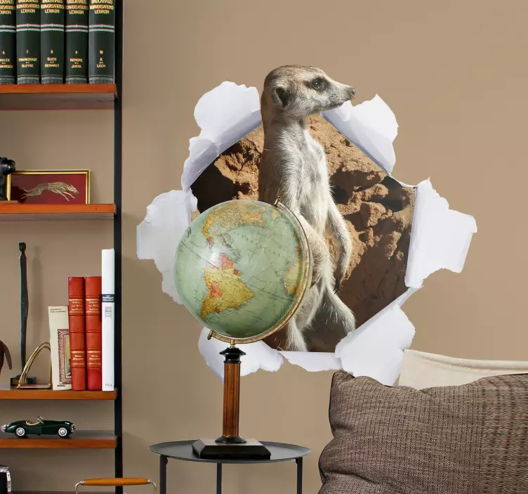 미어캣 쓰레기통 컨테이너 스티커 - TenStickers