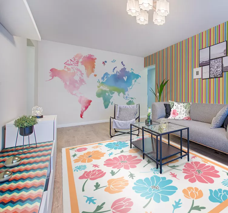 세계지도 수채화 물감 스티커 - TenStickers