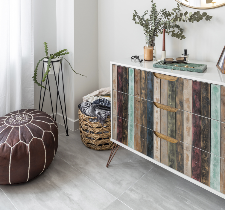 다채로운 페인트 수직 판자 가구 데칼 - TenStickers