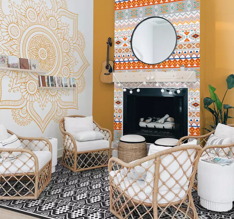 꽃 만다라 장식 벽 스티커 - TenStickers