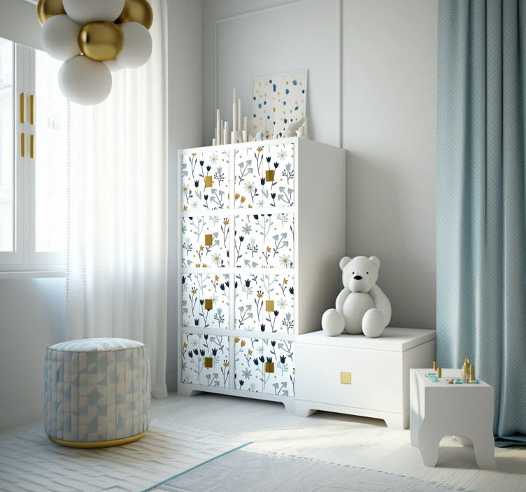 가구 스티커 미니멀리스트 꽃 - TenStickers