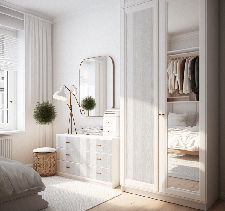 가구 스티커 흰 목재 텍스쳐 - TenStickers