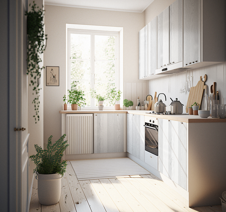 가구 스티커 흰 목재 텍스쳐 - TenStickers