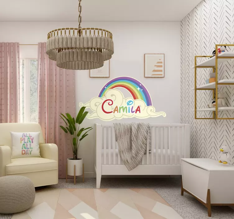 아이 맞춤형 레인보우 클라우드 스티커 - TenStickers