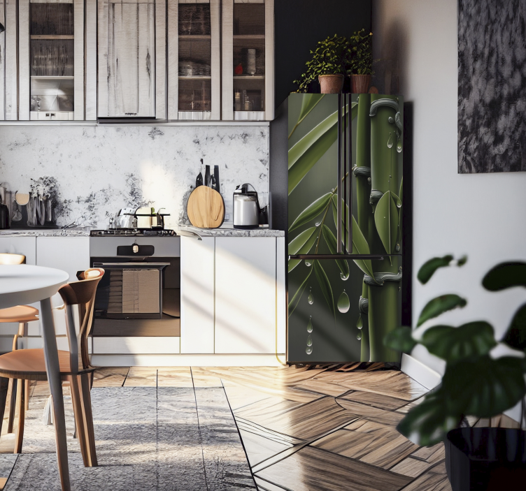 냉장고 스티커 밤부에 방울이 있는 비닐 - TenStickers