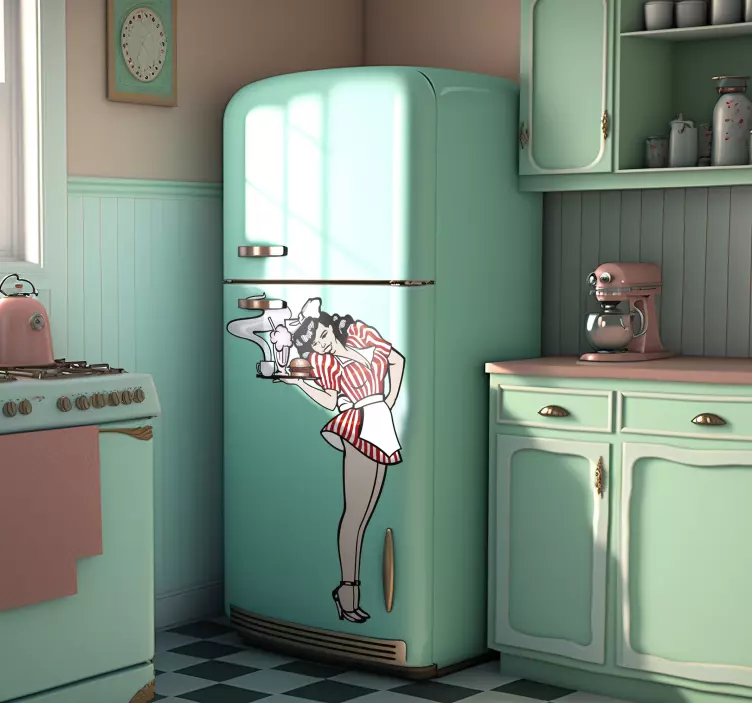 복고풍 50 년대 웨이트리스 스티커 - TenStickers