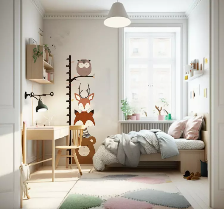 삼림 동물 높이 차트 스티커 - TenStickers