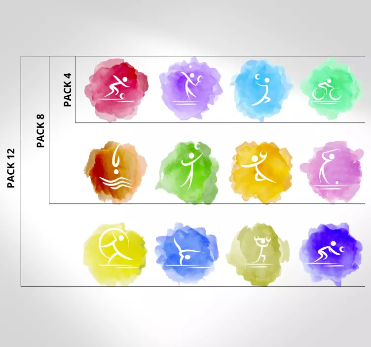 스포츠 벽 스티커 다채로운 운동 아이콘 - TenStickers