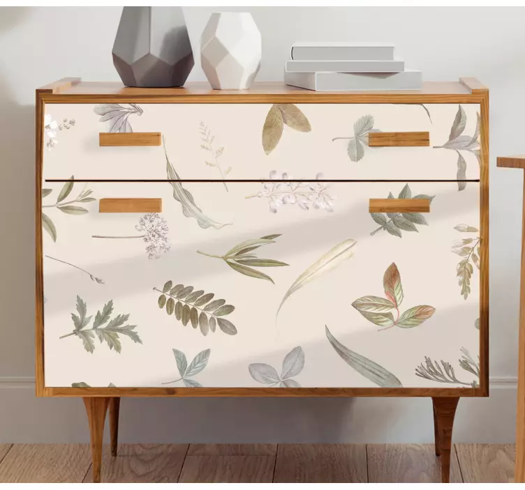 단풍 패턴 베이지 색 가구 스티커 - TenStickers