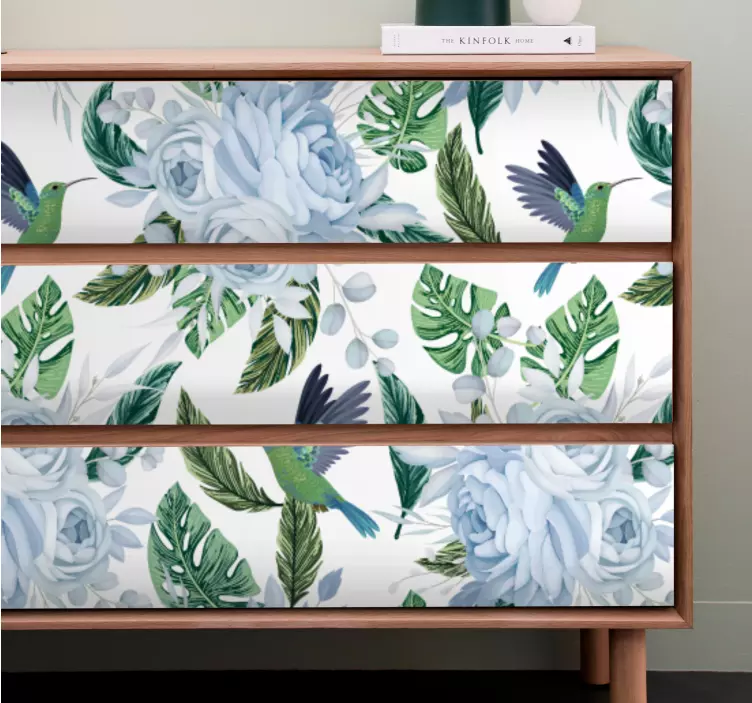 가구 스티커 열대 벌새 꽃무늬 - TenStickers