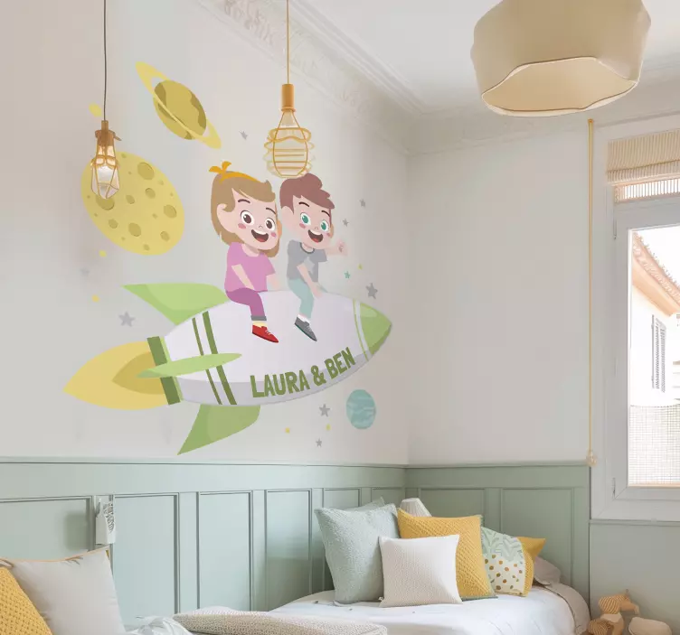 우주 스티커 로켓을 탄 형제들 - TenStickers