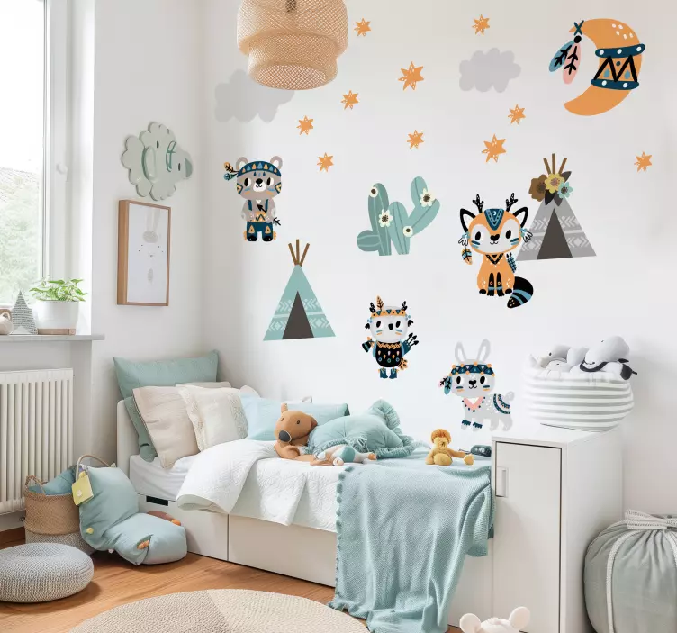 그림 벽 스티커 인도 스타일의 동물 - TenStickers