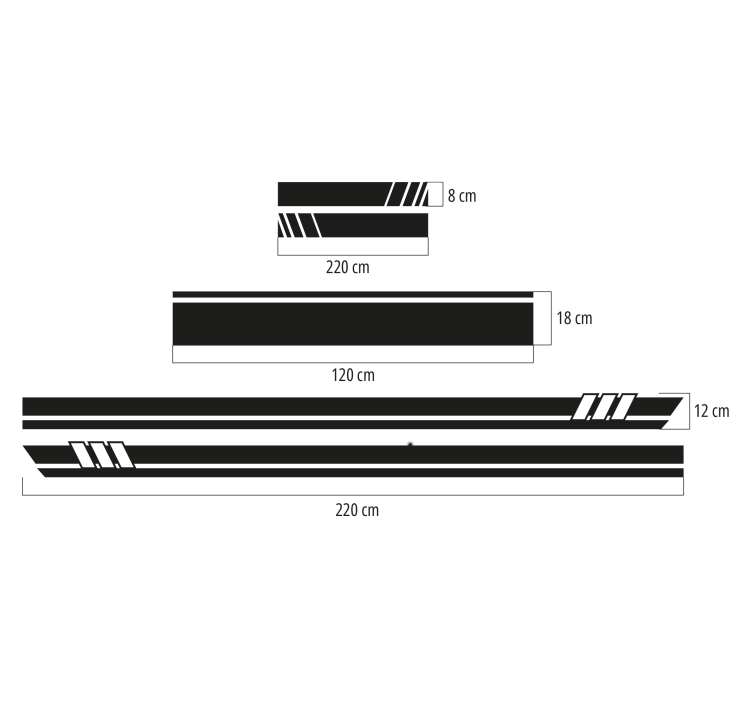 자동차 용 스티커 스트라이프 5피스 세트 - TenStickers