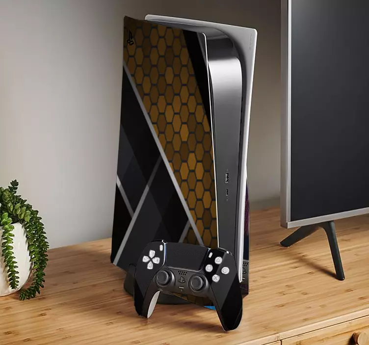 추상 골드 텍스처 플레이 스테이션 5 스티커 - TenStickers