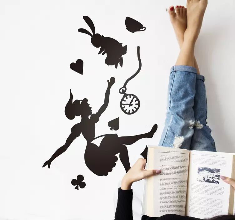 앨리스와 흰 토끼 동화 스티커 - TenStickers