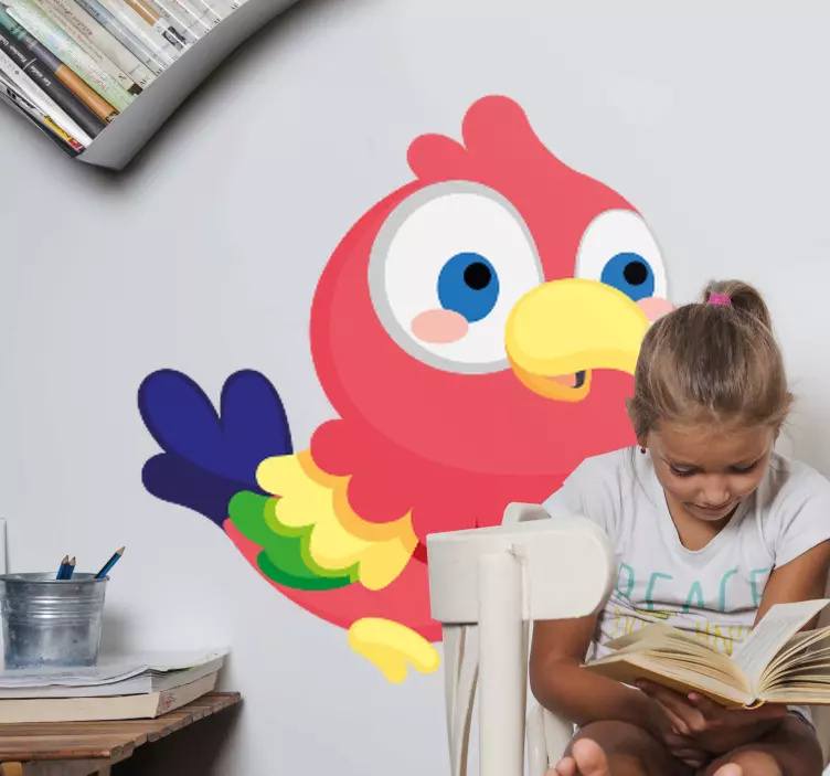 동물 용 벽걸이 용 데칼 다채로운 만화 앵무새 - TenStickers