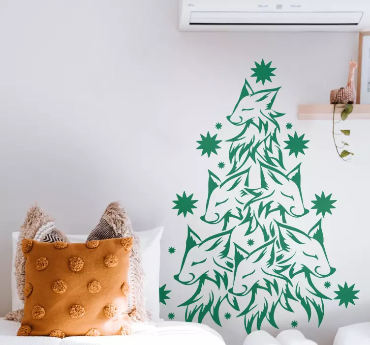 크리스마스 벽 스티커 다수의 여우 머리 - TenStickers