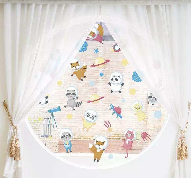 우주 창에서 동물 스티커 - TenStickers