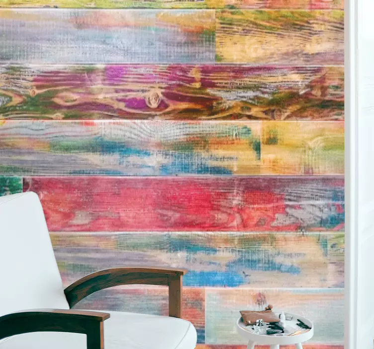 침실 벽 스티커 다채로운 나무 스트라이프 - TenStickers