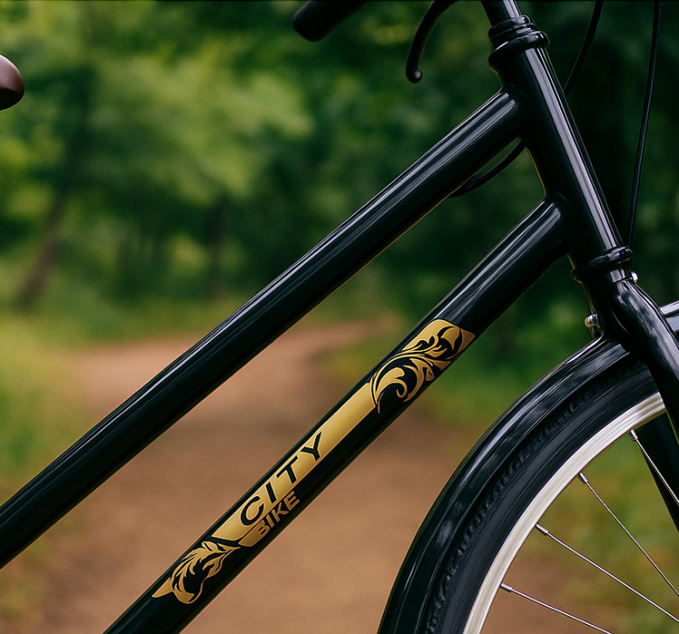 자전거 스티커 블랙 앤 골드 프레임 - TenStickers