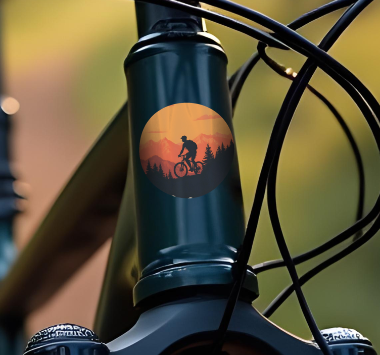 자전거 스티커 오렌지색 일몰 - TenStickers