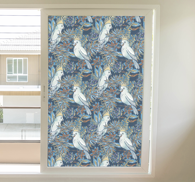 새와 꽃 창 스티커 - TenStickers