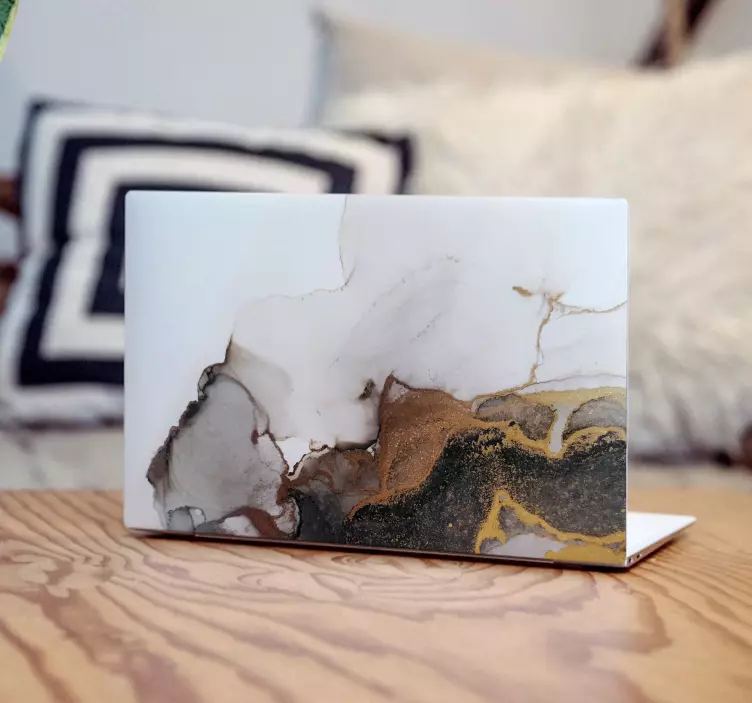 검정색과 금색 대리석 노트북 스킨 - TenStickers