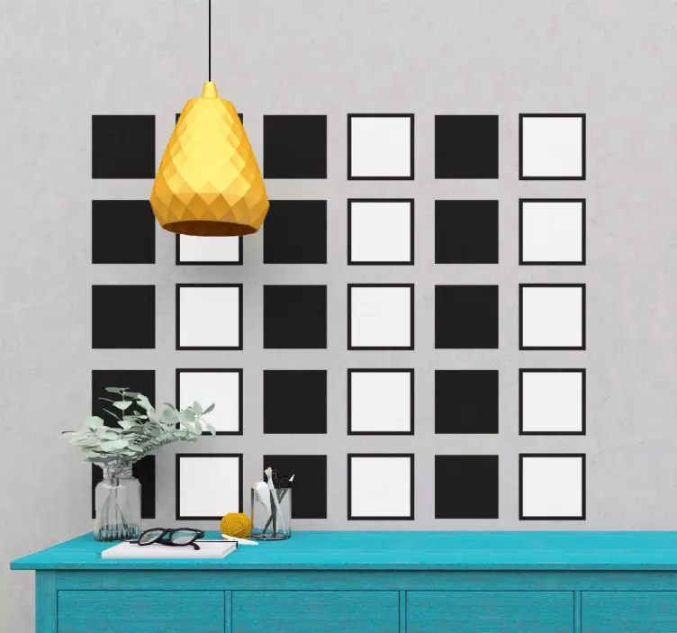 흑백 색종이 사각형 스티커 - TenStickers