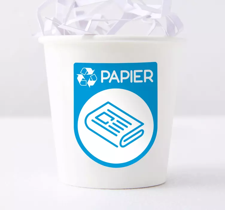 파란색 종이 재활용 아이콘 비닐 기호 - TenStickers