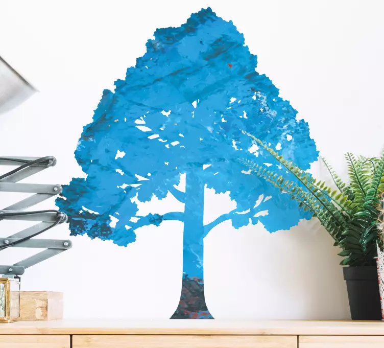 침실을위한 파란 그늘 나무 디자인 스티커 - TenStickers